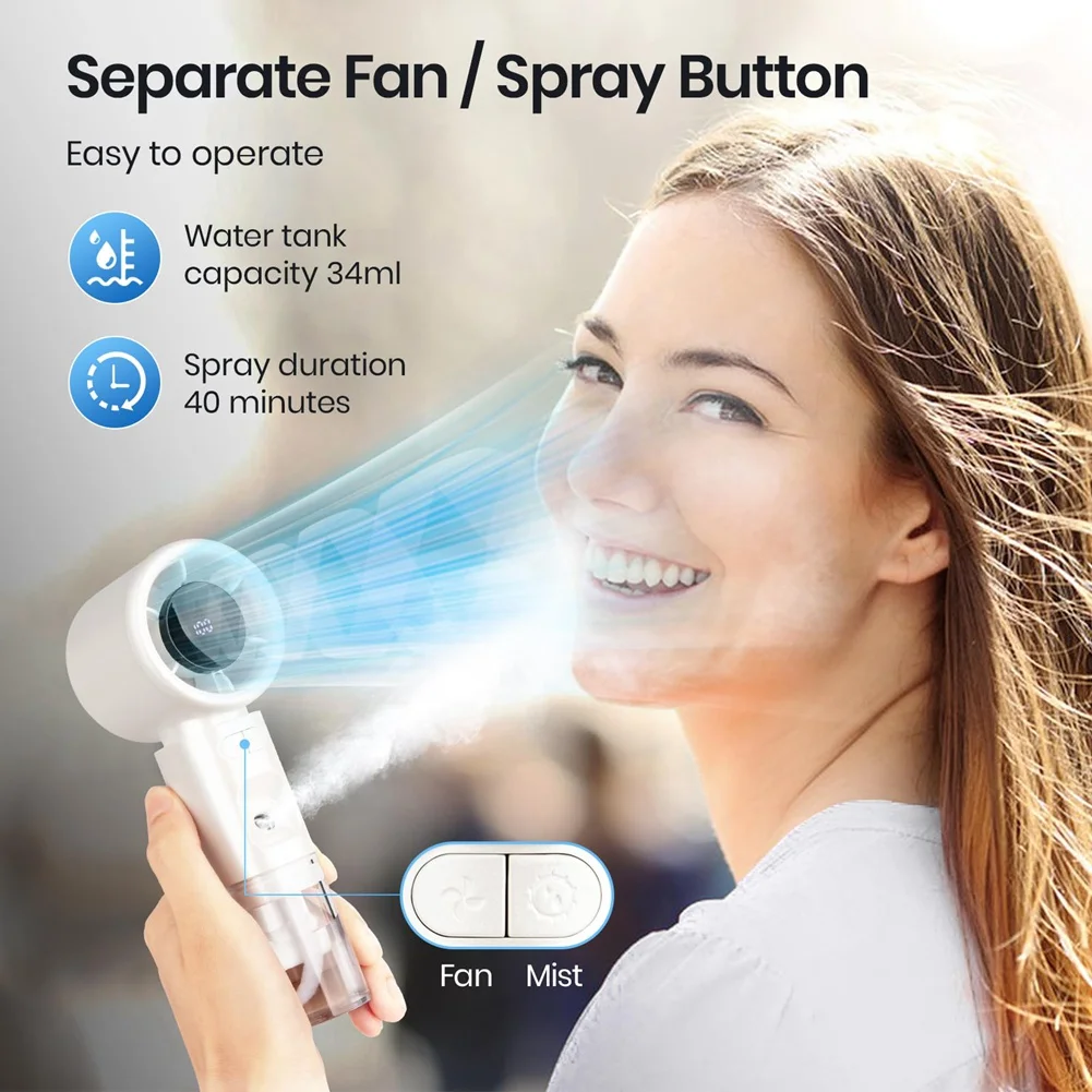A40Z-Portable Handheld Misting Fan, Rechargeable Mini Turbo With 5 Speeds, LED Display For Outdoor, Travel
A40Z-Portable Handheld Misting Fan, Rechargeable Mini Turbo With 5 Speeds, LED Display For Outdoor, Travel