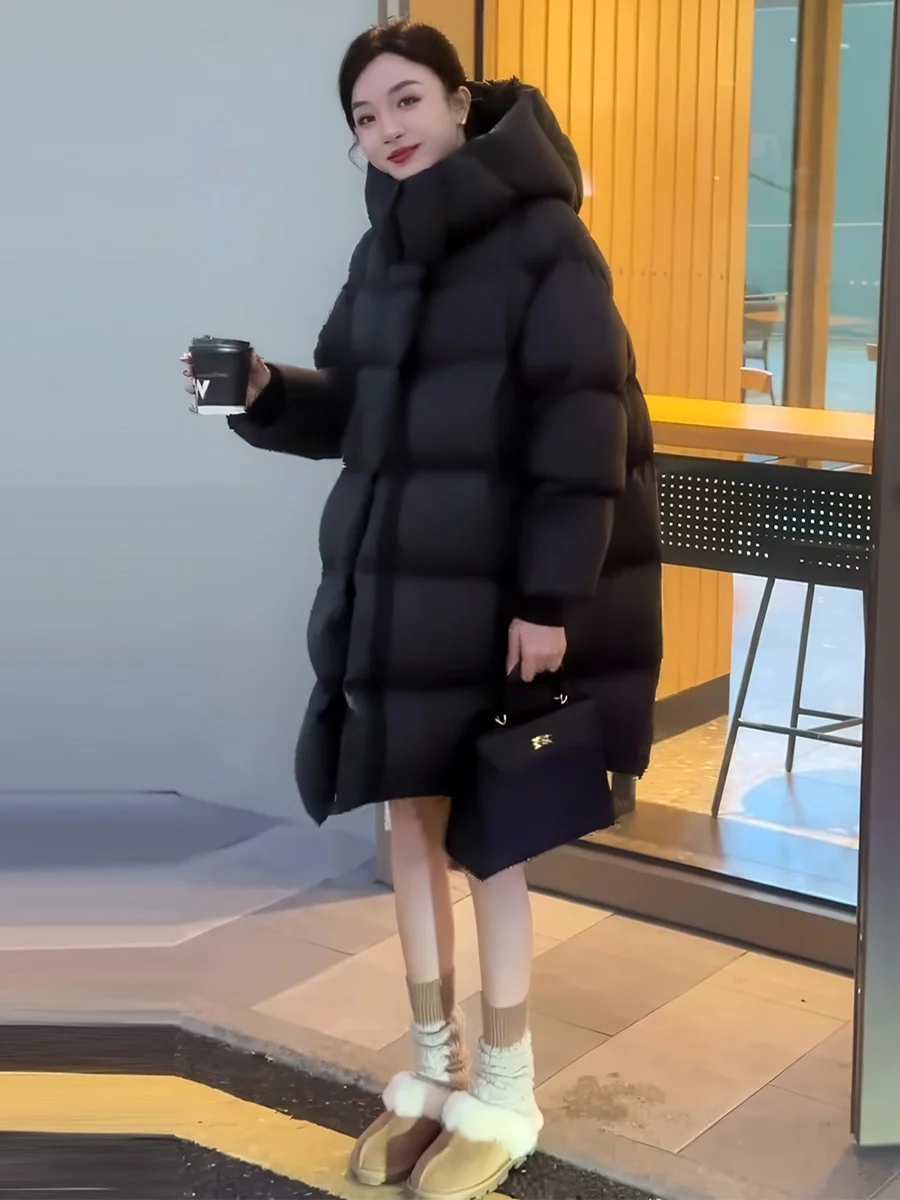 Bla Hooded Mid-Length Puffer Jaet Women's Thiened Winter Warm Du down Coat Sli Commute Sle 90% down Long Sve
Bla Hooded Mid-Length Puffer Jaet Women's Thiened Winter Warm Du down Coat Sli Commute Sle 90% down Long Sve