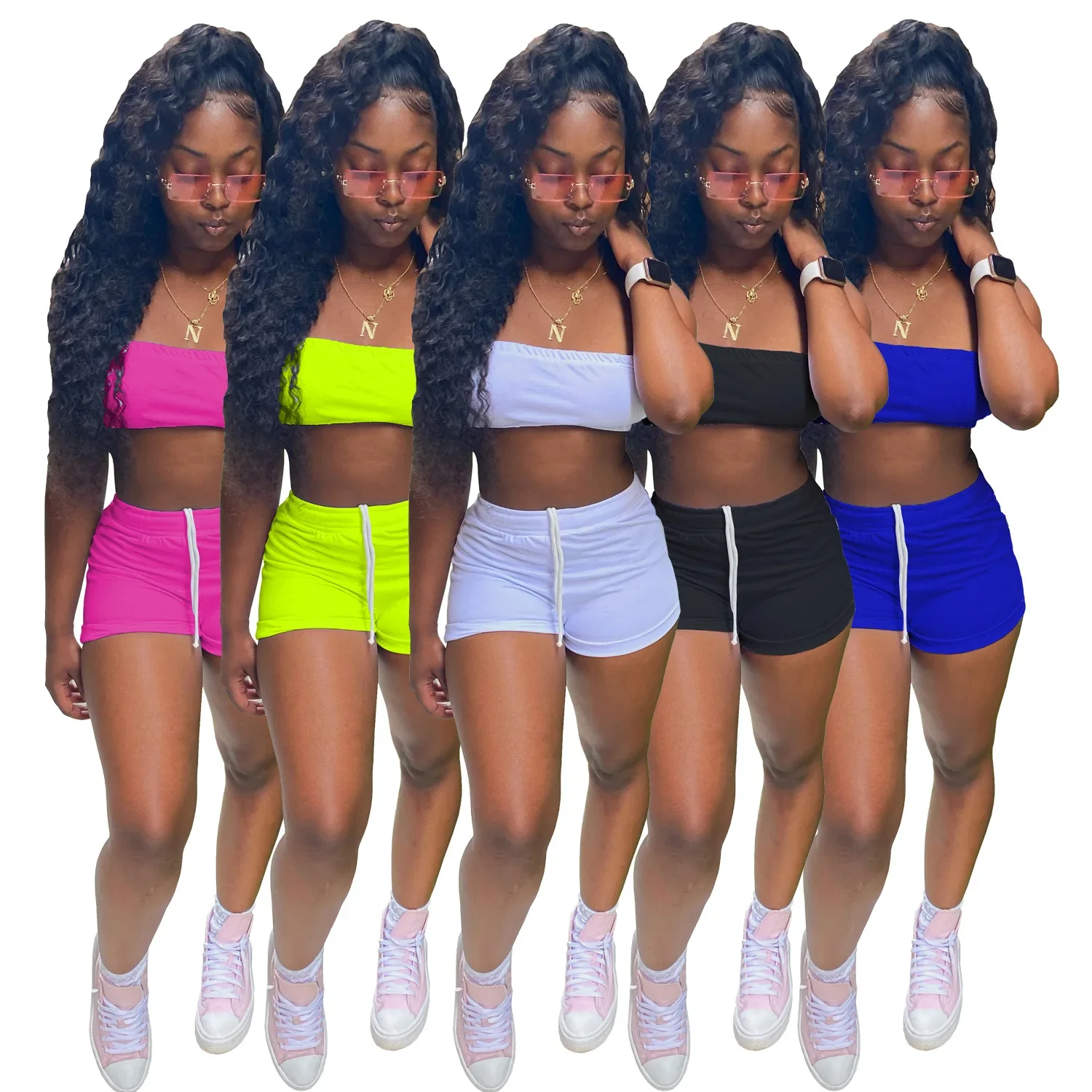 Women's Set Strapless Sleeveless Crop Top and Shorts Suits 2024 Summer Street Beach Two 2 Piece Set Outfit Tracksuit
Women's Set Strapless Sleeveless Crop Top and Shorts Suits 2024 Summer Street Beach Two 2 Piece Set Outfit Tracksuit
