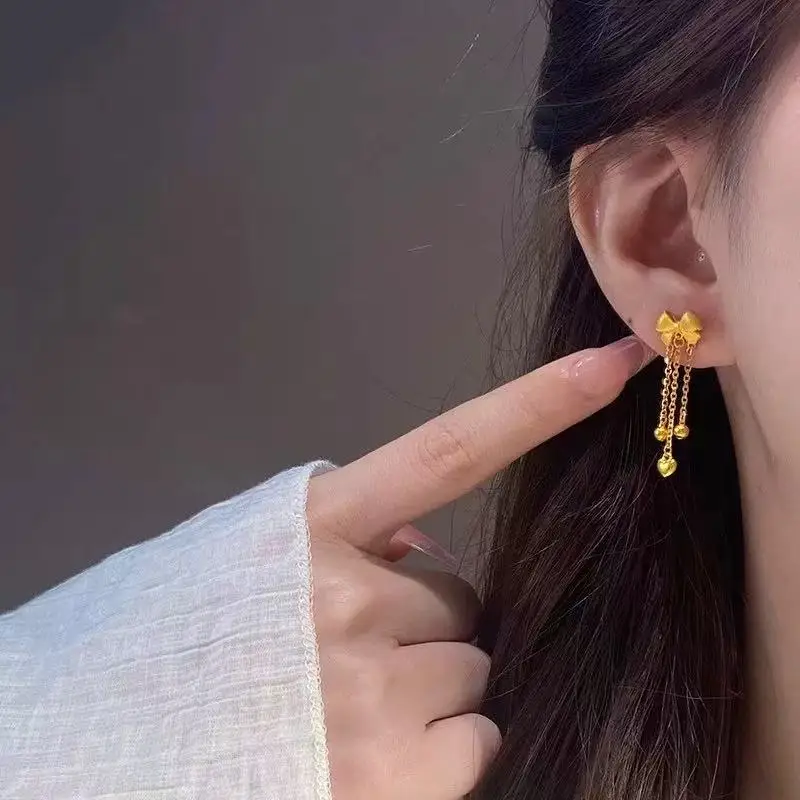 Elegant K14 Gold Color Bow Tassel Earrings for Women Bride Wedding Engagement Stud Earring Jewelry Gifts Not Fade
Elegant K14 Gold Color Bow Tassel Earrings for Women Bride Wedding Engagement Stud Earring Jewelry Gifts Not Fade
