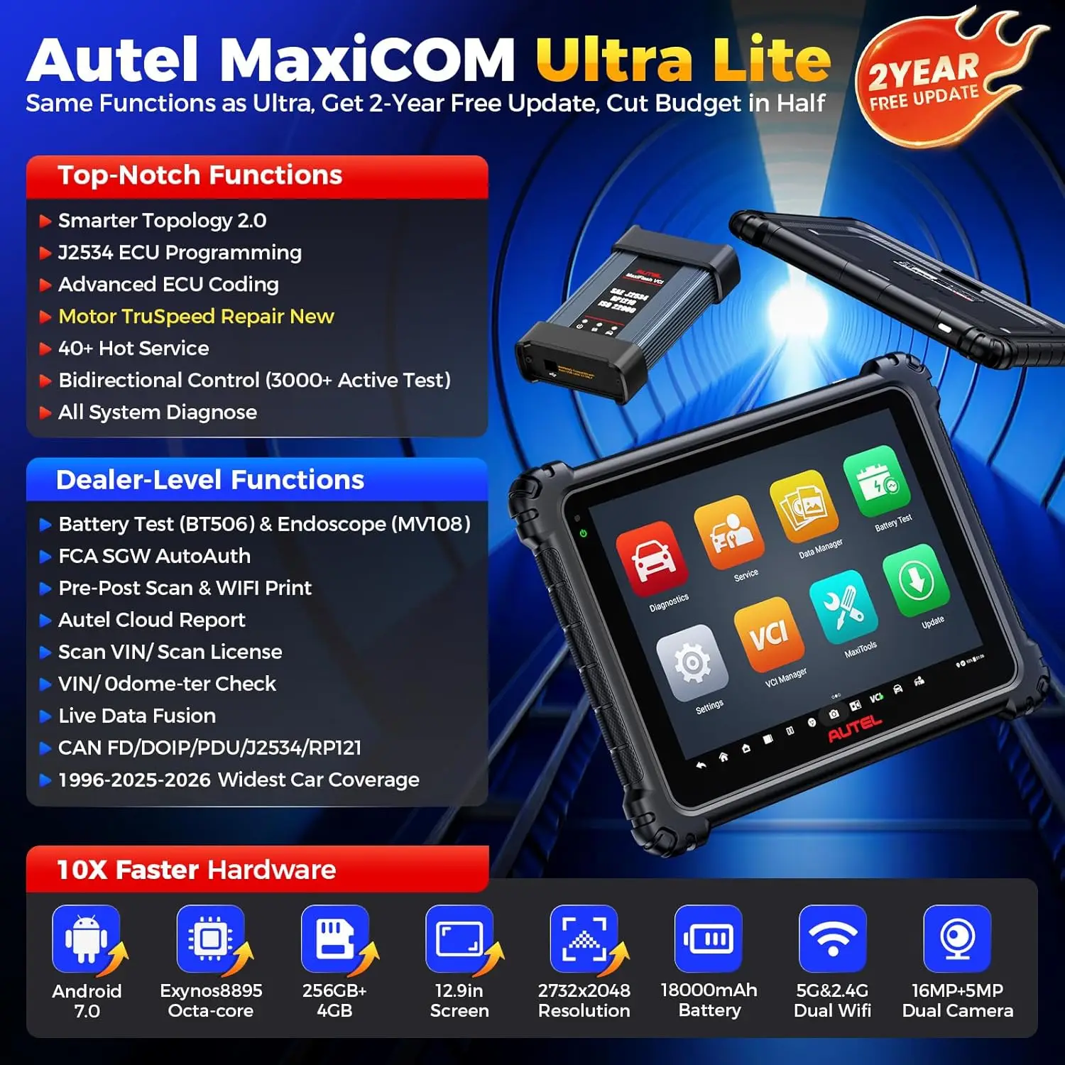 2026 Autel MaxiCOM Ultra Lite Scanner Free 2 Year Update Motor TruSpeed Topology 2.0 40+ Services 3000+ Active Tests FCA SGW
2026 Autel MaxiCOM Ultra Lite Scanner Free 2 Year Update Motor TruSpeed Topology 2.0 40+ Services 3000+ Active Tests FCA SGW