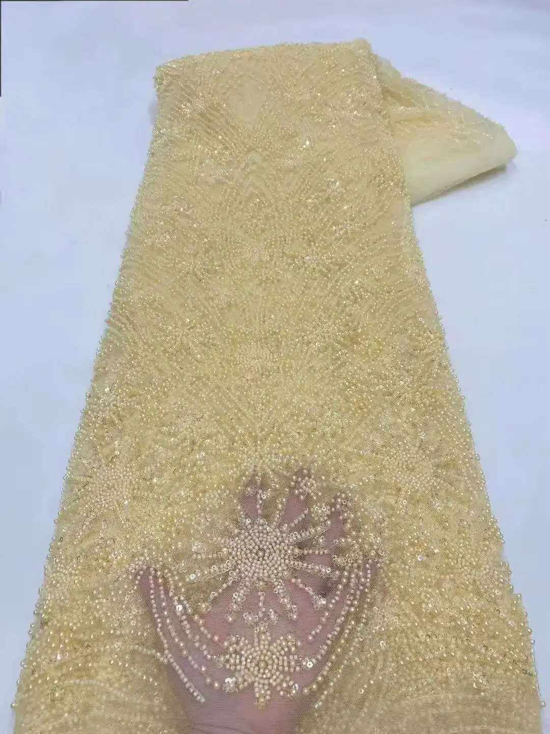 5yards African Sequins Beaded Groom Lace Fabric 2025 High Quality French Tulle Lace Fabric Embroidery Nigerian Lace Fabrics
5yards African Sequins Beaded Groom Lace Fabric 2025 High Quality French Tulle Lace Fabric Embroidery Nigerian Lace Fabrics
