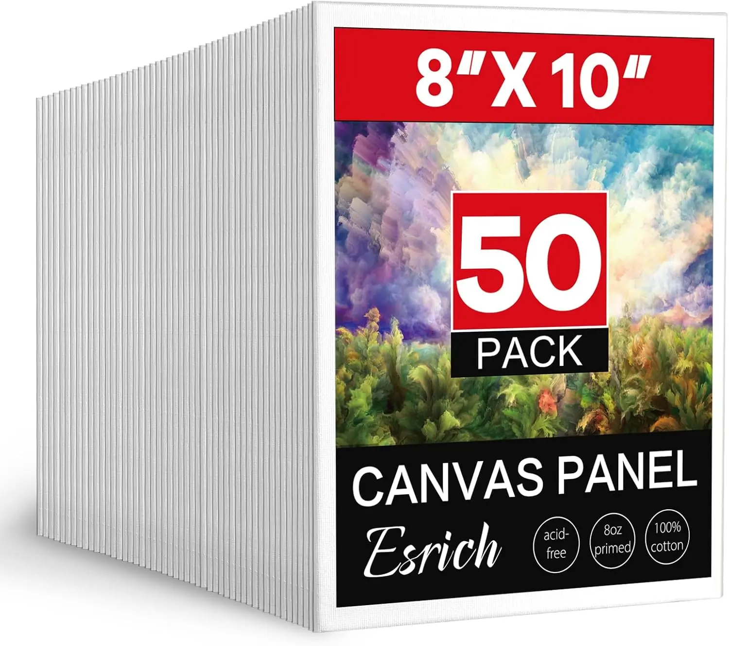 50-Pack 8x10 Canvas Boards for Painting, Primed Cotton Panels for Acrylic, Oil, Watercolor
50-Pack 8x10 Canvas Boards for Painting, Primed Cotton Panels for Acrylic, Oil, Watercolor