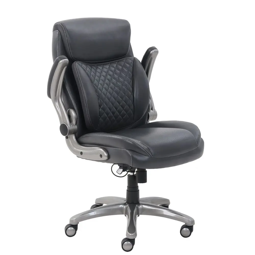 Ergonomic Executive Office Desk Chair with Lumbar Support, Flipup Armrests, Adjustable Height, Grey Leather
Ergonomic Executive Office Desk Chair with Lumbar Support, Flipup Armrests, Adjustable Height, Grey Leather