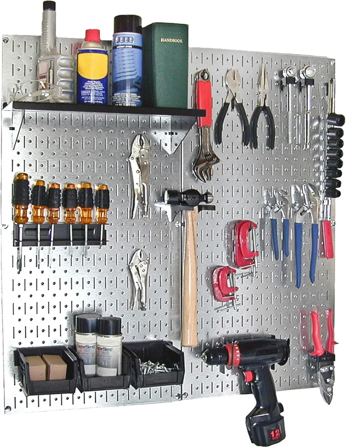 Galvanized Steel Pegboard Tool Organizer with Magnetic Panels and Rust-Resistant Finish, Easy Mounting Included