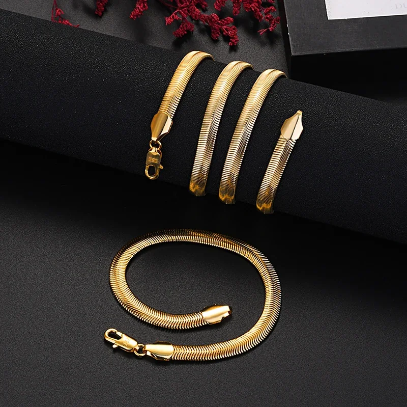 High Quality 925 Sterling Silver Plated 18K Gold Luxury 6MM Snake Bone Necklace Bracelet Jewelry Sets for Men Women Fashion Gift
High Quality 925 Sterling Silver Plated 18K Gold Luxury 6MM Snake Bone Necklace Bracelet Jewelry Sets for Men Women Fashion Gift