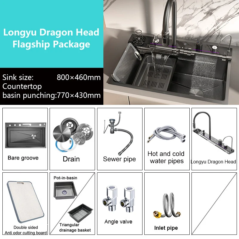 Stainless Steel Waterfall Sink, Extra Large Single Basin, Digital Display Faucet Set, Cup Washer Wash Basin, 100 By 50 Cm
Stainless Steel Waterfall Sink, Extra Large Single Basin, Digital Display Faucet Set, Cup Washer Wash Basin, 100 By 50 Cm