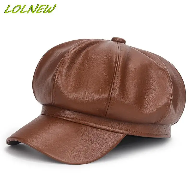 Ladies High Quality Newsboy Cap Panama Hats Autumn Winter PU Leather Octagonal Beret Hat Women Solid Color Berets Baseball Caps
Ladies High Quality Newsboy Cap Panama Hats Autumn Winter PU Leather Octagonal Beret Hat Women Solid Color Berets Baseball Caps