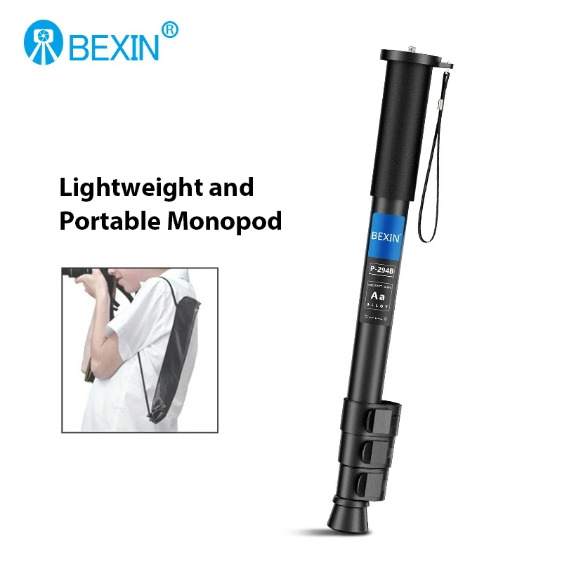BEXIN P294B Lightweight and Portable Monopod Outdoor Travel Selfie Stick Bracket for DSLR Camera Tripod Mobile Phone Accessories
BEXIN P294B Lightweight and Portable Monopod Outdoor Travel Selfie Stick Bracket for DSLR Camera Tripod Mobile Phone Accessories