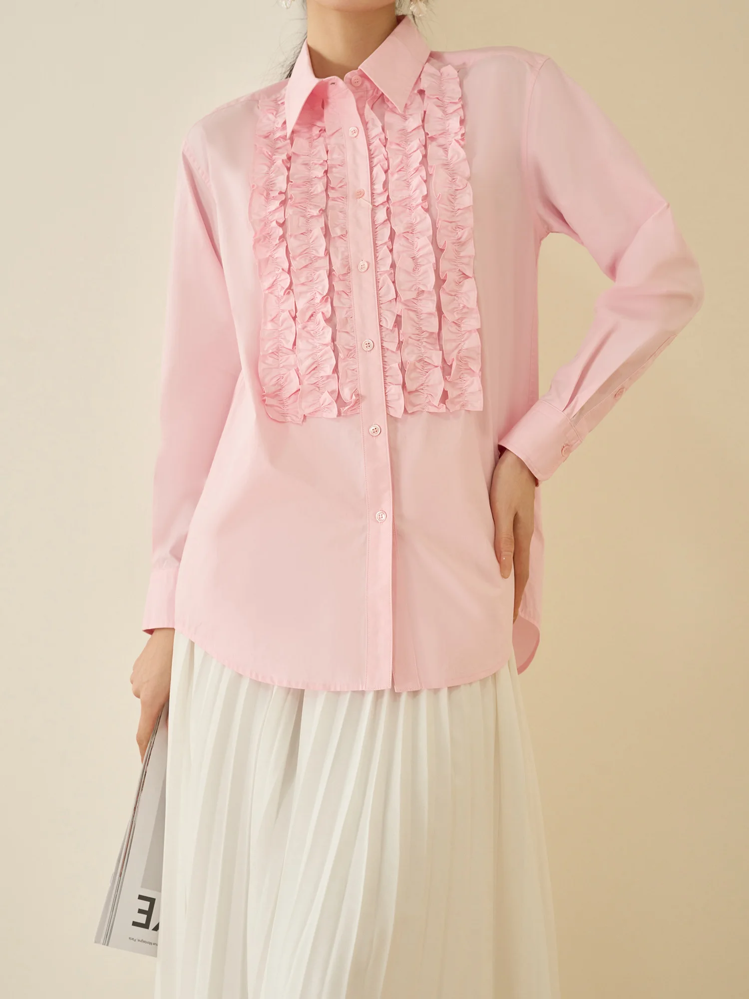 Flowing Era Pink Design Sense oulder Pleated Silhouette Women's irt New Sle Beautiful Small irt Commute Simple Sle
Flowing Era Pink Design Sense oulder Pleated Silhouette Women's irt New Sle Beautiful Small irt Commute Simple Sle