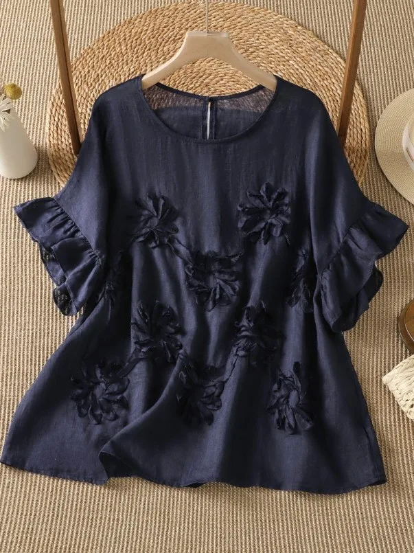 Stunning Floral Cotton Linen Blouse Women Summer Anti-Aging Meat Concealing Overhead Small Shirt Top Thin Casual Style Loose Fit
Stunning Floral Cotton Linen Blouse Women Summer Anti-Aging Meat Concealing Overhead Small Shirt Top Thin Casual Style Loose Fit