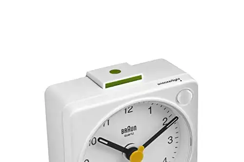 Classic Travel Analogue Alarm Clock with Snooze and Light, Compact Size, Quiet Quartz Movement, Crescendo Beep Alarm in White,
Classic Travel Analogue Alarm Clock with Snooze and Light, Compact Size, Quiet Quartz Movement, Crescendo Beep Alarm in White,