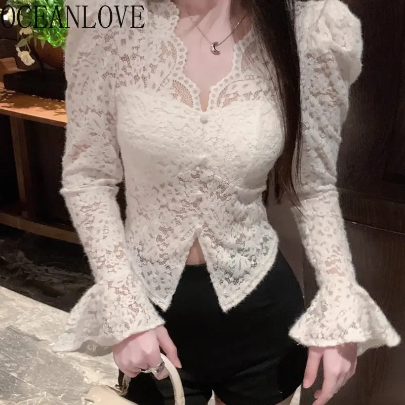 OCEANLOVE Lace Shirts&blouses Women Tops V Neck Autumn Winter Sexy Flare Sleeve Blusas Korean Fashion Retro Solid Camisas
OCEANLOVE Lace Shirts&blouses Women Tops V Neck Autumn Winter Sexy Flare Sleeve Blusas Korean Fashion Retro Solid Camisas