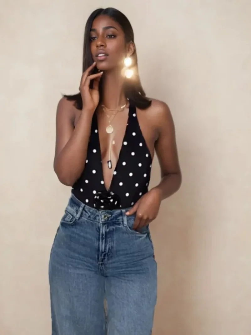New Fashion Halter Sexy Bodysuit 2025 Spring New Holiday Women's Clothing Convex Flower Wave Dot Collar Swimsuit Female Tops
New Fashion Halter Sexy Bodysuit 2025 Spring New Holiday Women's Clothing Convex Flower Wave Dot Collar Swimsuit Female Tops