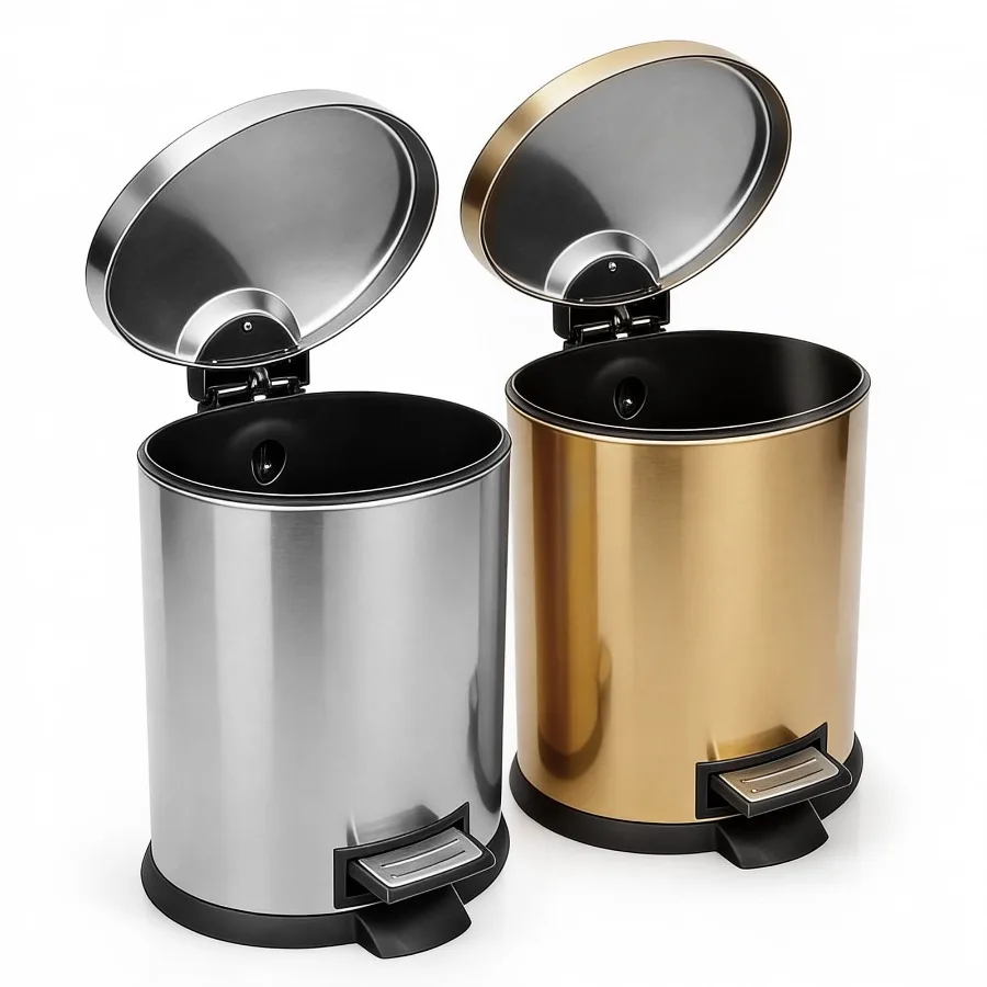 2 Pack 1.3 Gallon Stainless Steel Bathroom Trash Can with Lid Garbage Bin Gold+Silver
2 Pack 1.3 Gallon Stainless Steel Bathroom Trash Can with Lid Garbage Bin Gold+Silver