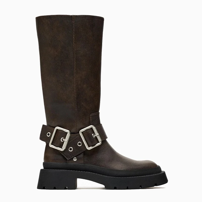 New Brown Belt Buckle Knee-High Boots Women Motorcycle Boots Round Toe Western Boots Women Thick High Heels Women Knights Boots
New Brown Belt Buckle Knee-High Boots Women Motorcycle Boots Round Toe Western Boots Women Thick High Heels Women Knights Boots