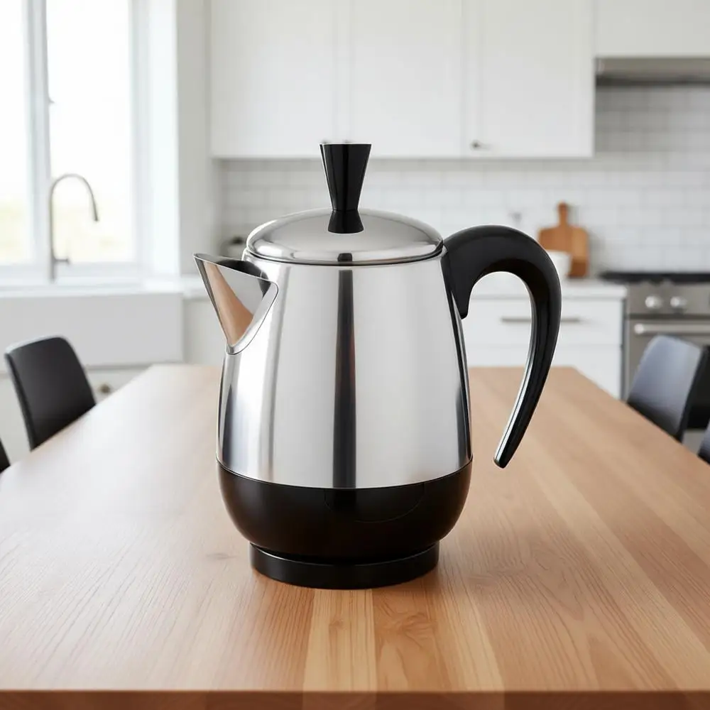 Электрический кофейник-перколятор, корзина из нержавеющей стали, автоматическое поддержание тепла, непроливаемый носик, 4 чашки, черный/серебристый
Электрический кофейник-перколятор, корзина из нержавеющей стали, автоматическое поддержание тепла, непроливаемый носик, 4 чашки, черный/серебристый