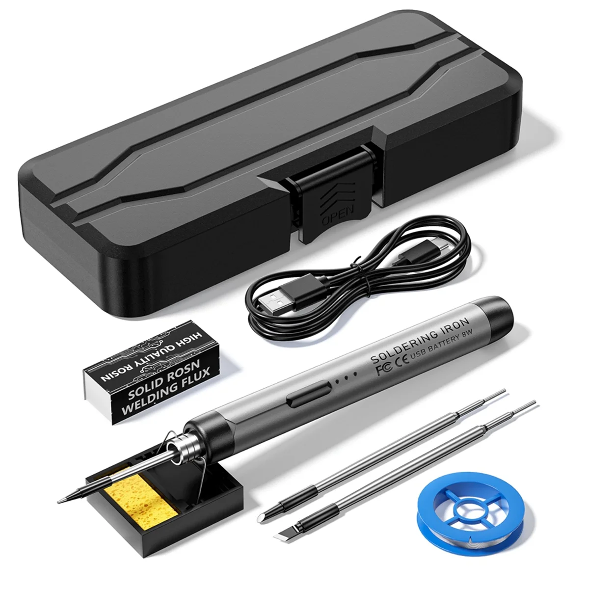 Портативный паяльник с зарядкой от USB, серый Электрический мини-паяльник с регулируемой температурой и 3 скоростями
Портативный паяльник с зарядкой от USB, серый Электрический мини-паяльник с регулируемой температурой и 3 скоростями