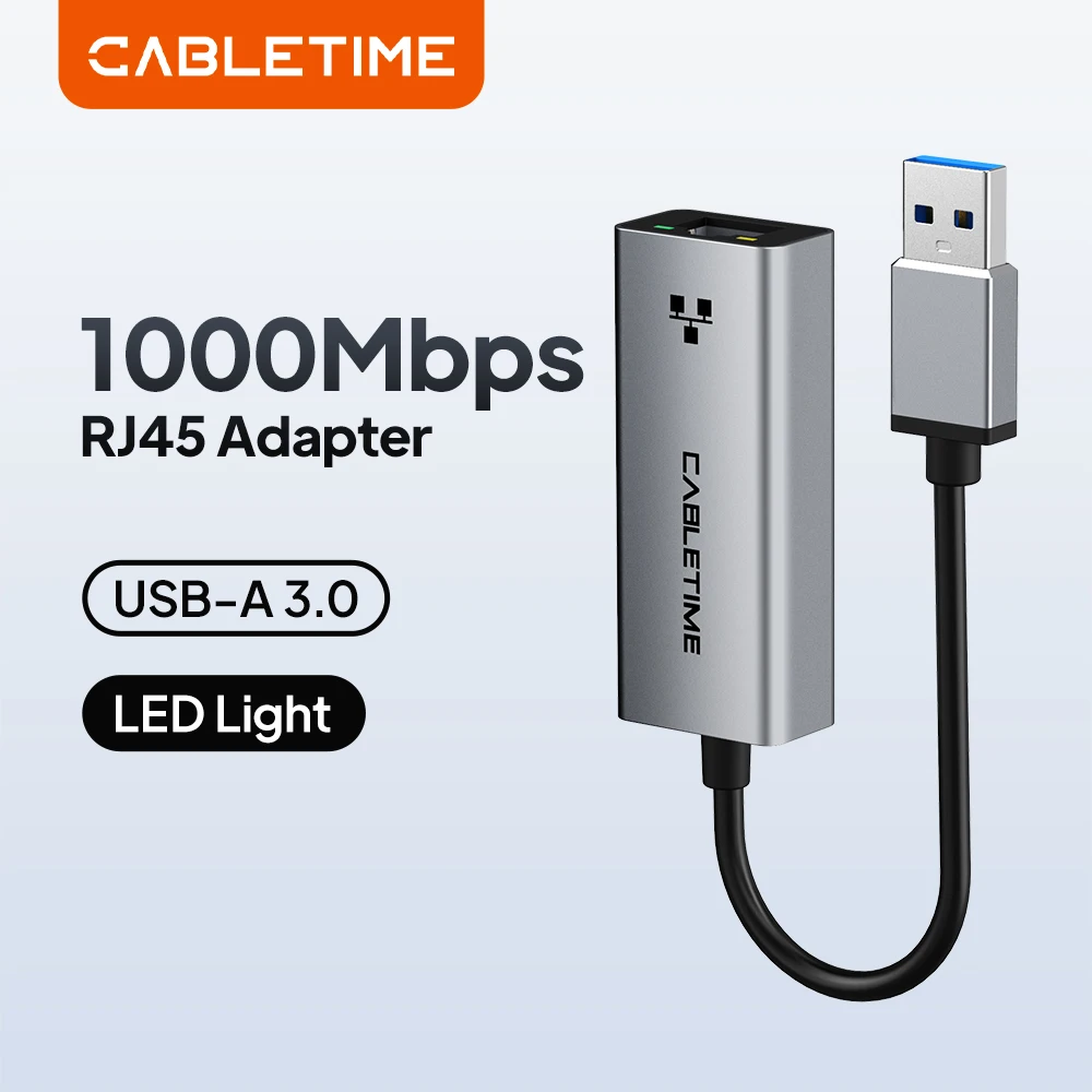 CABLETIME 100/1000 Mbps USB 3.0 RJ45 USB A Ethernet Adapter Network Card for Macbook Laptop Internet Adapter RJ45 Adapter
CABLETIME 100/1000 Mbps USB 3.0 RJ45 USB A Ethernet Adapter Network Card for Macbook Laptop Internet Adapter RJ45 Adapter