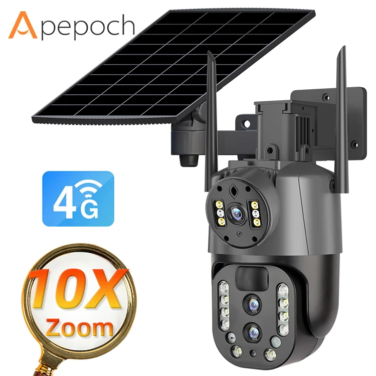 Night Vision 4MP 4G 4K HD 10X Zoom Wireless Outdoor Solar Powered Security IP Human Track 8MP Dual Lens CCTV 4g Solar Ptz Camera
Night Vision 4MP 4G 4K HD 10X Zoom Wireless Outdoor Solar Powered Security IP Human Track 8MP Dual Lens CCTV 4g Solar Ptz Camera