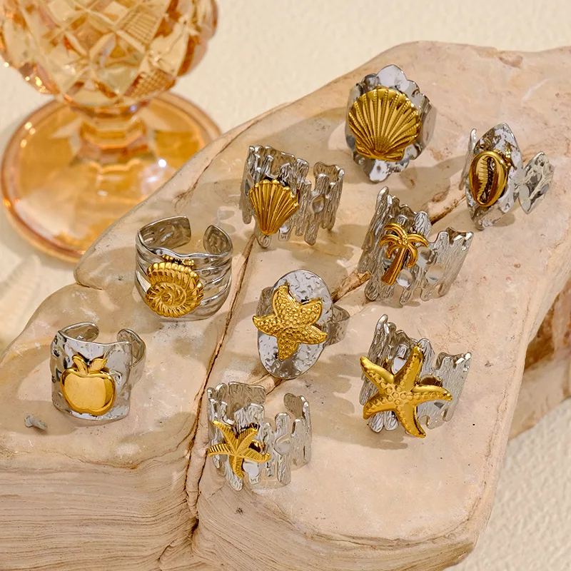 Gold Silver Adjustable Ocean Rings for Women Shell Starfish Conch Beach Jewelry Summer Holiday Gifts Statement Accessories
Gold Silver Adjustable Ocean Rings for Women Shell Starfish Conch Beach Jewelry Summer Holiday Gifts Statement Accessories