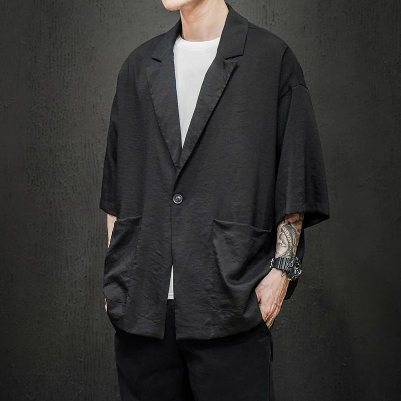 Summer Thin Suit Jacket Men Clothing Japanese New Seven-point Sleeve Solid Color Loose Couple Tops Casual Terno Masculino
Summer Thin Suit Jacket Men Clothing Japanese New Seven-point Sleeve Solid Color Loose Couple Tops Casual Terno Masculino