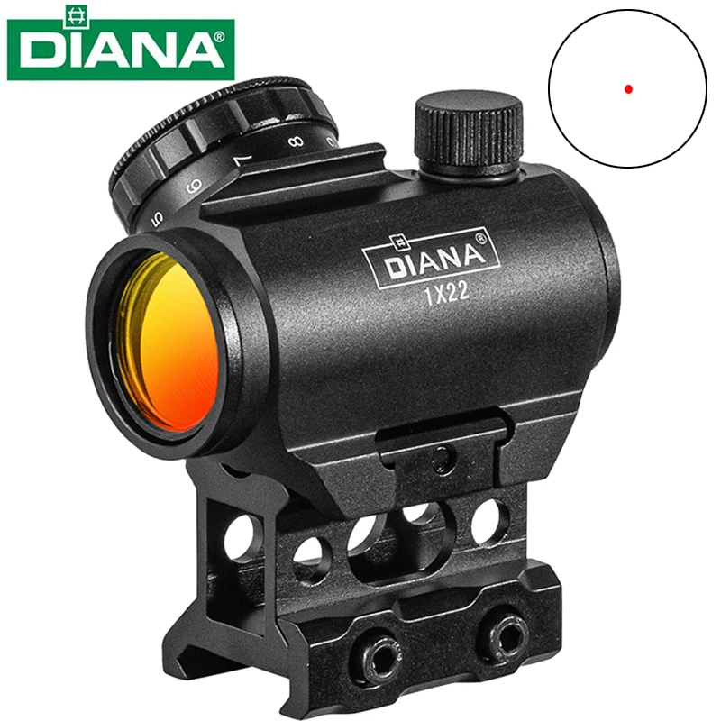 Прицел для винтовки DIANA 1x22 с красной точкой, маленький прицел для винтовки с красной точкой MOA с креплением 1 дюйм, аксессуар для страйкбола и охоты
Прицел для винтовки DIANA 1x22 с красной точкой, маленький прицел для винтовки с красной точкой MOA с креплением 1 дюйм, аксессуар для страйкбола и охоты