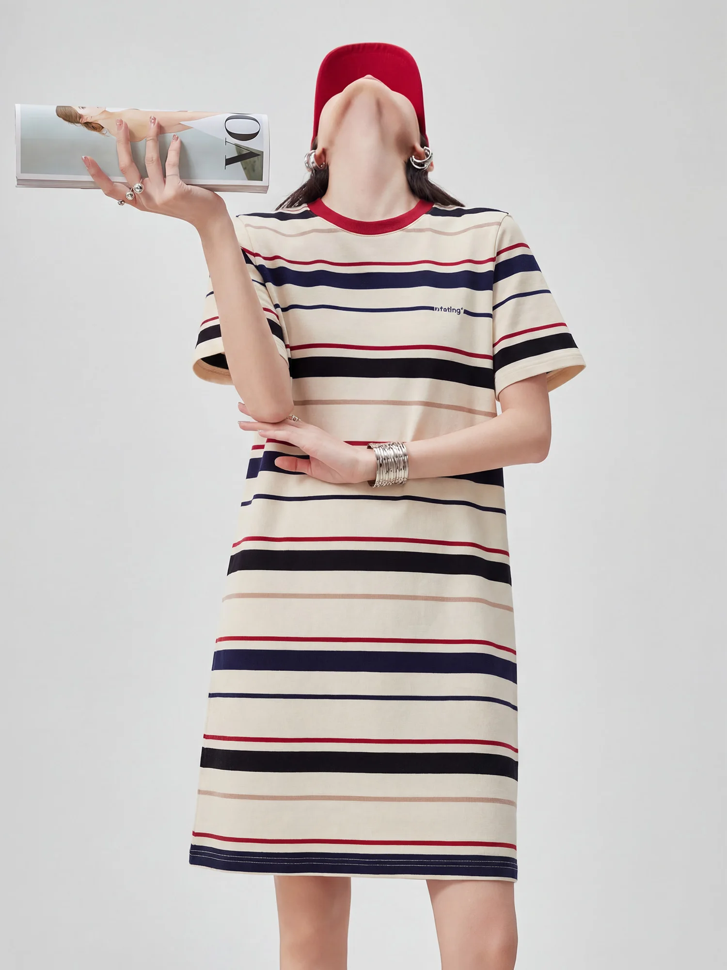 Retro Color Block Stripe Short Sleeve Dress Women's Loose Fit Midi Straight Tube Skirt Casual Summer New Style City Commute
Retro Color Block Stripe Short Sleeve Dress Women's Loose Fit Midi Straight Tube Skirt Casual Summer New Style City Commute