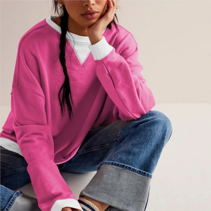 Fashion Contrasting Color Womens Hoodies 2025 Spring Loose Casual Long Sleeve O-neck Pullover Tops For Women Trendy Streetwear
Fashion Contrasting Color Womens Hoodies 2025 Spring Loose Casual Long Sleeve O-neck Pullover Tops For Women Trendy Streetwear