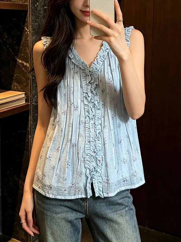 plus Size Women's Fashionable Sleeveless Floral Shirt Korean Style Design Summer 2026 V-neck Cardigan Top Age-defying Trendy
plus Size Women's Fashionable Sleeveless Floral Shirt Korean Style Design Summer 2026 V-neck Cardigan Top Age-defying Trendy