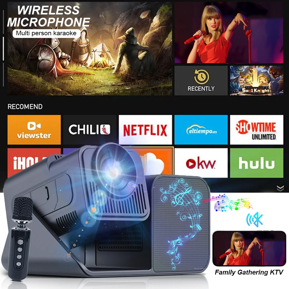 KaiAqua 3 IN 1 Karaoke Proyector 4K Native 1280*720P Dual WIFI6 BT5.0 Android 12.0 Portable 180°Rotable Cinema Beam Projector
KaiAqua 3 IN 1 Karaoke Proyector 4K Native 1280*720P Dual WIFI6 BT5.0 Android 12.0 Portable 180°Rotable Cinema Beam Projector