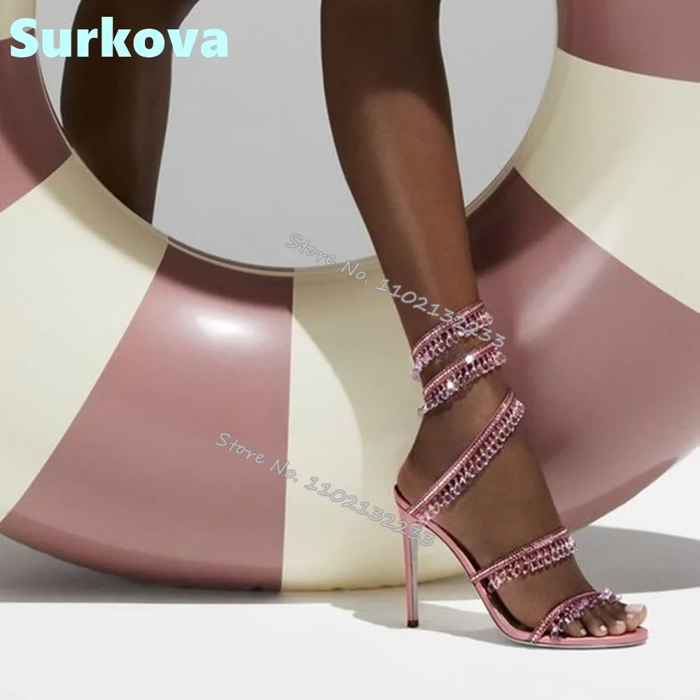 Pink Crystal Sandals Bling Strap Round Open Toe Ankle Strap Thin High Heels Summer Fashion Women's Shoes Runway Party Stilettos
Pink Crystal Sandals Bling Strap Round Open Toe Ankle Strap Thin High Heels Summer Fashion Women's Shoes Runway Party Stilettos