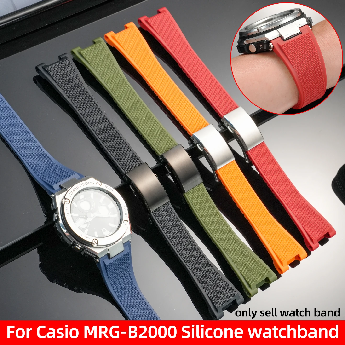5 Colors Silicone watchband For Casio G-Shock 5625 MRG-B2000 Waterproof Spor watch Strap Men's bracelet Wristband Accessories
5 Colors Silicone watchband For Casio G-Shock 5625 MRG-B2000 Waterproof Spor watch Strap Men's bracelet Wristband Accessories