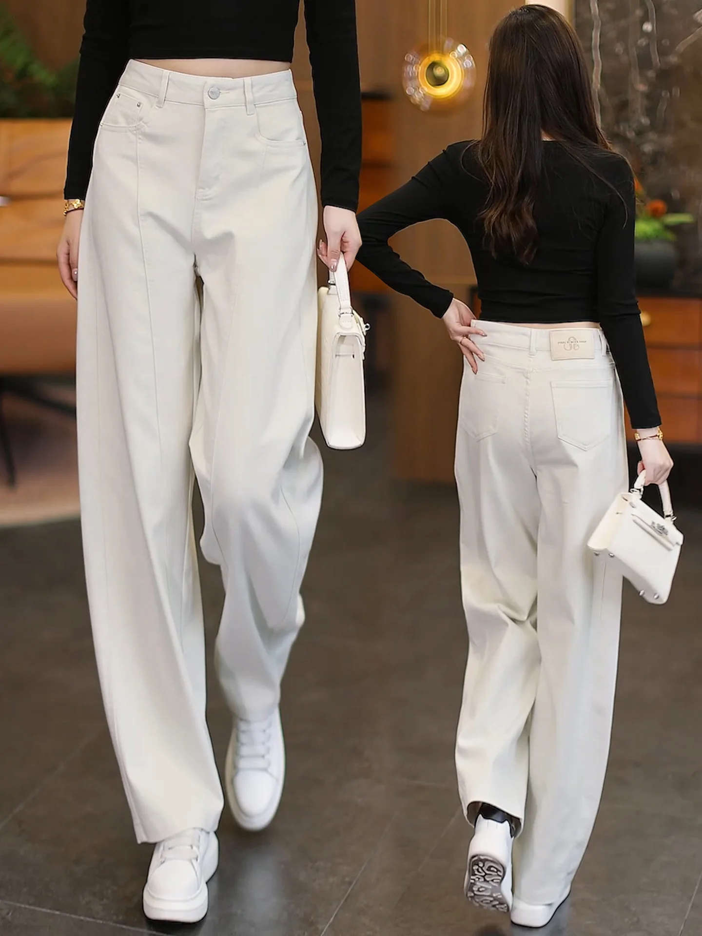 High Waist Wide Leg Casual Jeans Women's Spring Autumn 2026 New Style Knife Loose Fit Cotton Denim Slimming Pants
High Waist Wide Leg Casual Jeans Women's Spring Autumn 2026 New Style Knife Loose Fit Cotton Denim Slimming Pants