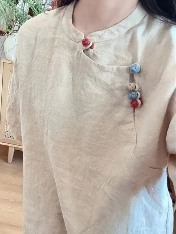 Comfortable Breathable Linen Women's Top Button Design Color Blo Summer New Chinese Sle National Trend Loose Fit irt
Comfortable Breathable Linen Women's Top Button Design Color Blo Summer New Chinese Sle National Trend Loose Fit irt