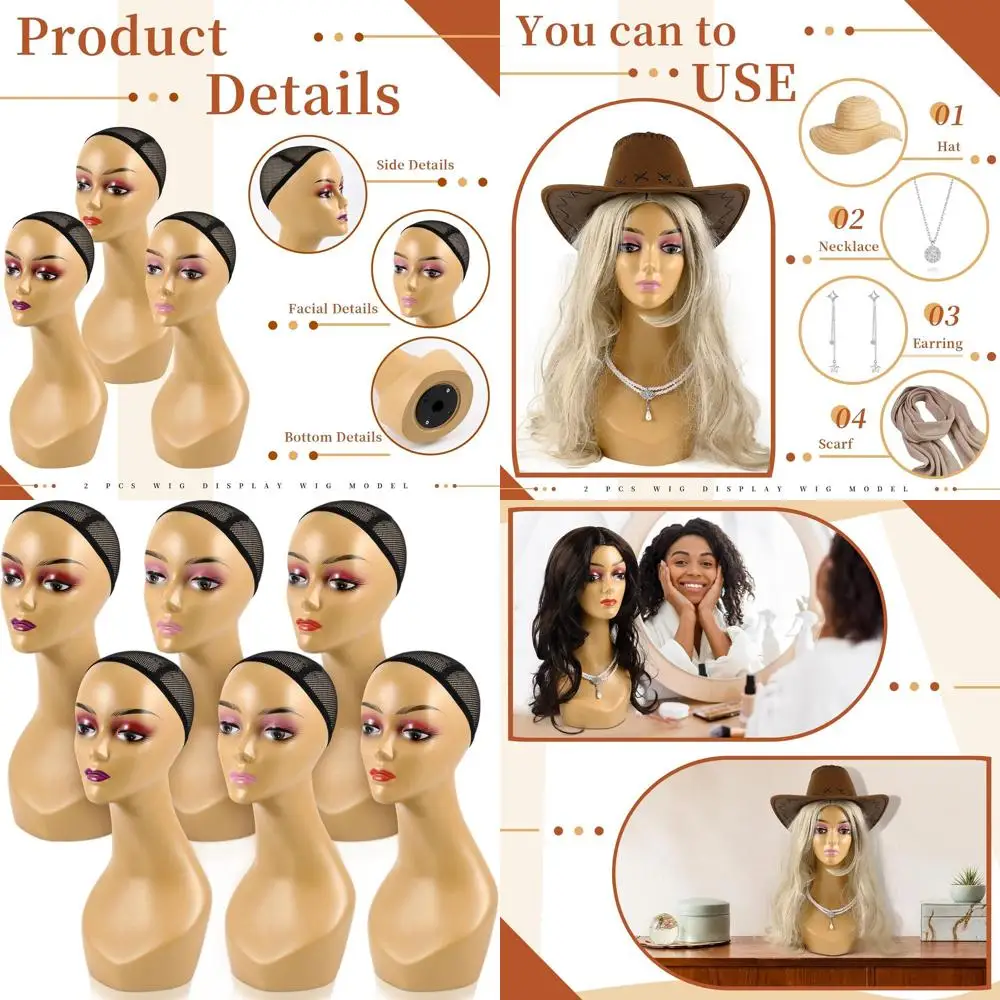 Набор из 4 реалистичных женских манекенов 19 дюймов для демонстрации париков, солнцезащитных очков, украшений и косметических аксессуаров, коричневый
Набор из 4 реалистичных женских манекенов 19 дюймов для демонстрации париков, солнцезащитных очков, украшений и косметических аксессуаров, коричневый