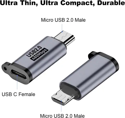 Adaptateur Micro USB Mini USB Type-C, convertisseur mâle-femelle, synchronisation des données, charge