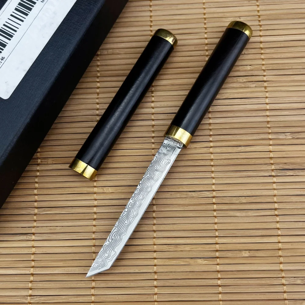 Mini Damascus Steel Fixed Blade Knife Ebony Handle with Sheath Portable EDC Camping Outdoor Knife Sharp Cutting Pocket Knife
Mini Damascus Steel Fixed Blade Knife Ebony Handle with Sheath Portable EDC Camping Outdoor Knife Sharp Cutting Pocket Knife