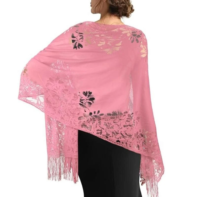652F Lace Shawl Hollowed Shoulder Wrap Scarf Covering With Tassels Wedding Shawl For Female Various Occasion and Outfit
652F Lace Shawl Hollowed Shoulder Wrap Scarf Covering With Tassels Wedding Shawl For Female Various Occasion and Outfit