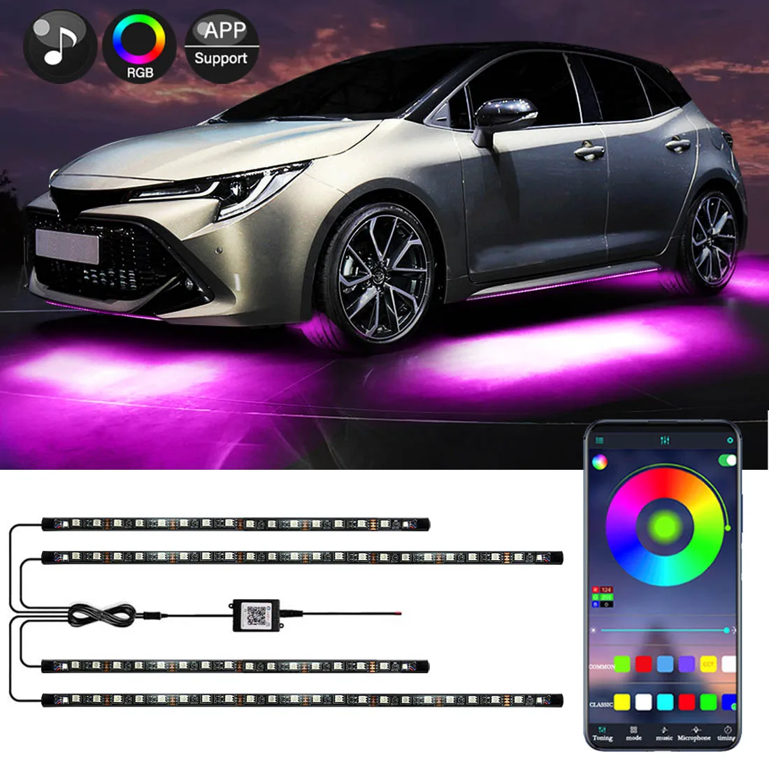 Светодиодная неоновая лента RGB под автомобиль, BT App управление, плавный цвет, водонепроницаемый нижний корпус, автомобильные аксессуары, товары 12 В, 4 шт.
Светодиодная неоновая лента RGB под автомобиль, BT App управление, плавный цвет, водонепроницаемый нижний корпус, автомобильные аксессуары, товары 12 В, 4 шт.