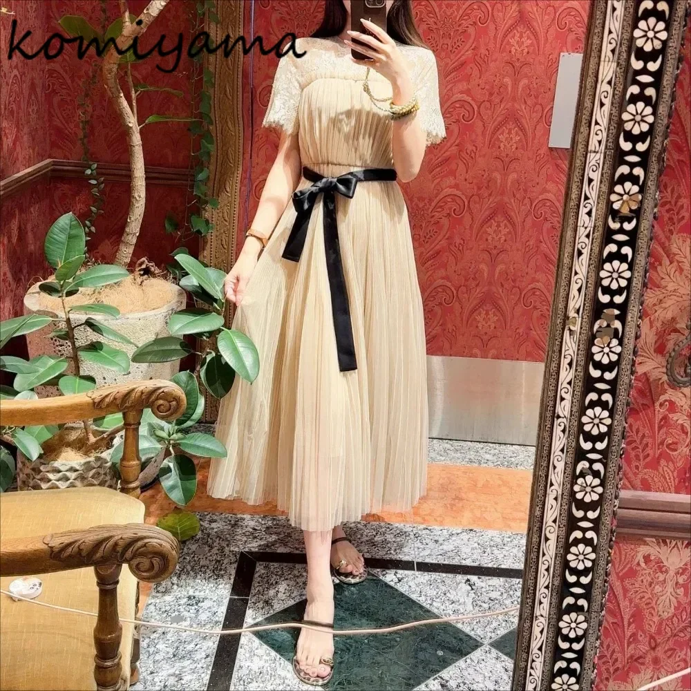 Lace Spliced 2025 Vestidos O-neck Short Sleeve Dress Mesh Pleated A-line Dresses Japan Bandage Bow Ropa Mujer Summer New Vestido
Lace Spliced 2025 Vestidos O-neck Short Sleeve Dress Mesh Pleated A-line Dresses Japan Bandage Bow Ropa Mujer Summer New Vestido