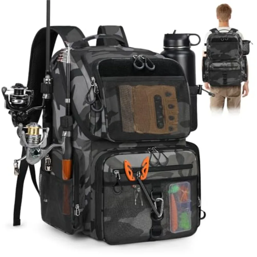 45L Fishing Backpack with Rod Holders and Rain Cover Large 900D Water-resistant Fishing Tackle Bag Store Fishing Gear
45L Fishing Backpack with Rod Holders and Rain Cover Large 900D Water-resistant Fishing Tackle Bag Store Fishing Gear
