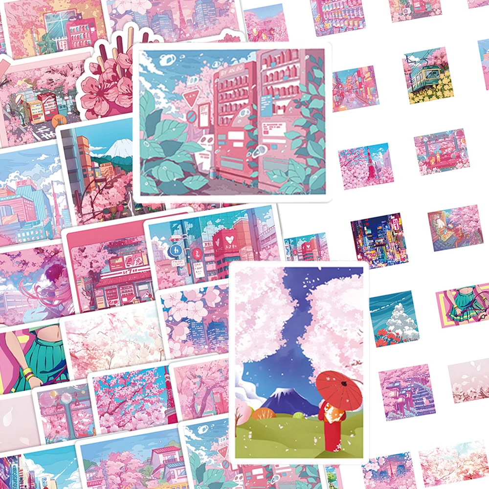 10/30/50pcs Beautiful Anime Sakura Street View Stickers Aesthetic DIY Suitcase Notebook Phone Cute Graffiti Decals Decoration
10/30/50pcs Beautiful Anime Sakura Street View Stickers Aesthetic DIY Suitcase Notebook Phone Cute Graffiti Decals Decoration