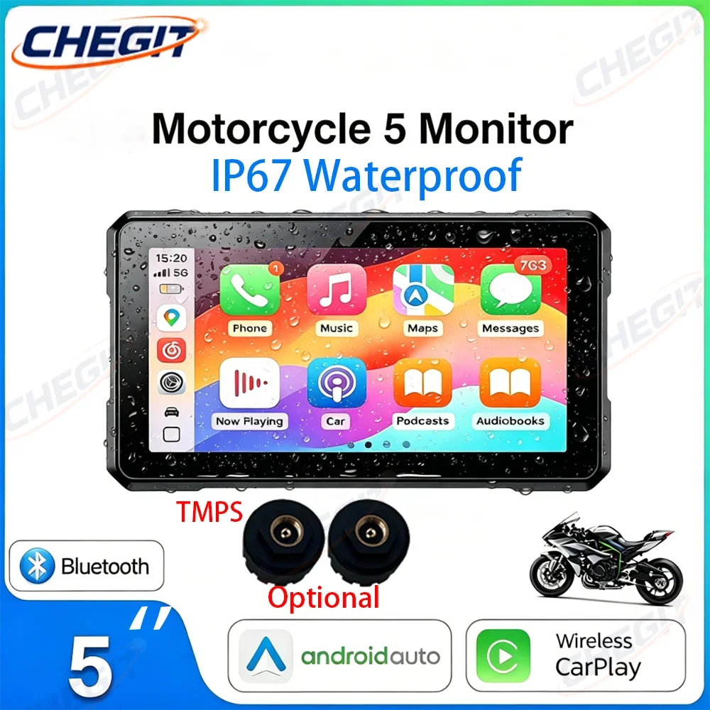 5 inch IP67 Waterproof Motorcycle GPS Navigation Wireless Carplay Android Auto Moto TPMS Optional Touchscreen Bluetooth Audio
5 inch IP67 Waterproof Motorcycle GPS Navigation Wireless Carplay Android Auto Moto TPMS Optional Touchscreen Bluetooth Audio