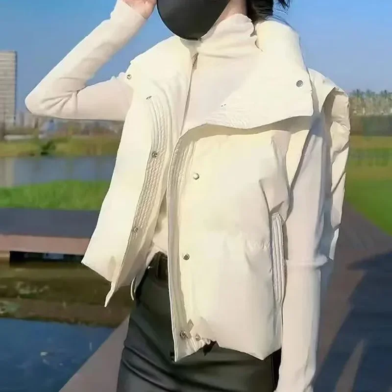 Autumn Winter 2025 New Down Cotton Vest Women's Short Overcoat Fashion Loose Korean Waistcoat Collar Warm Vest Jacket Tops
Autumn Winter 2025 New Down Cotton Vest Women's Short Overcoat Fashion Loose Korean Waistcoat Collar Warm Vest Jacket Tops