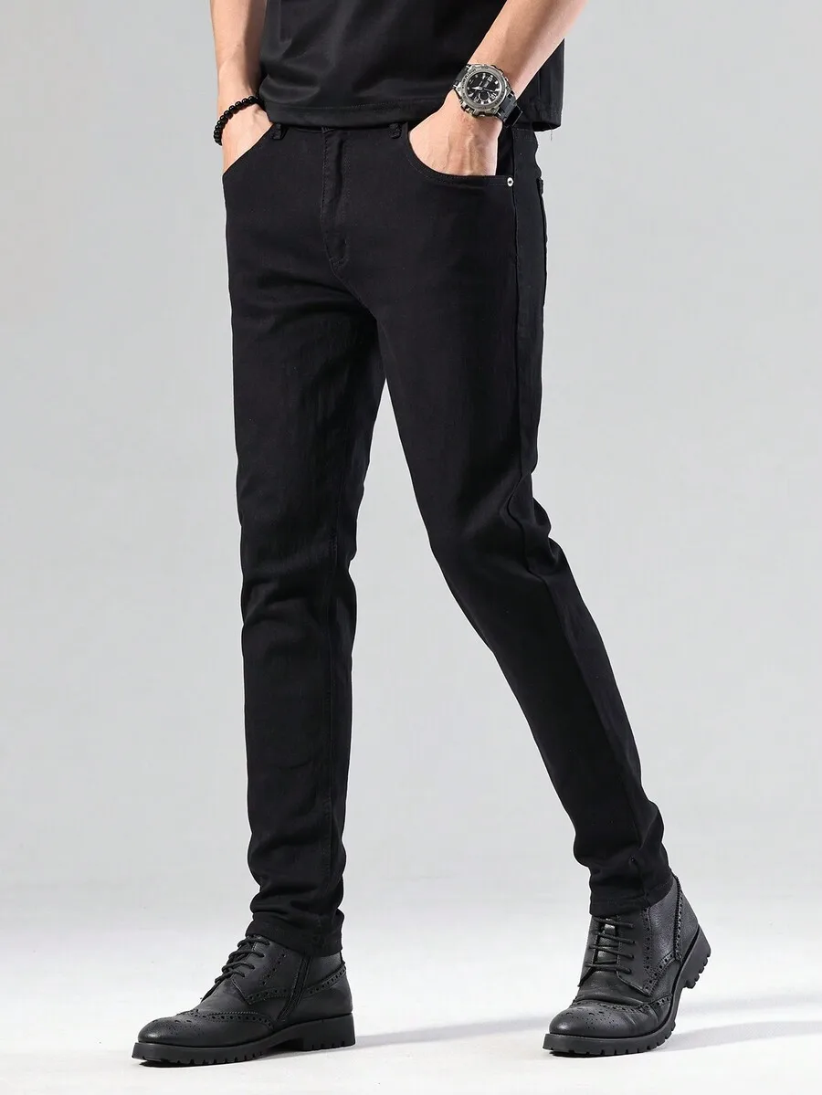 Men Solid Color Casual Slim Fit Black Denim Jeans Full Length
Men Solid Color Casual Slim Fit Black Denim Jeans Full Length