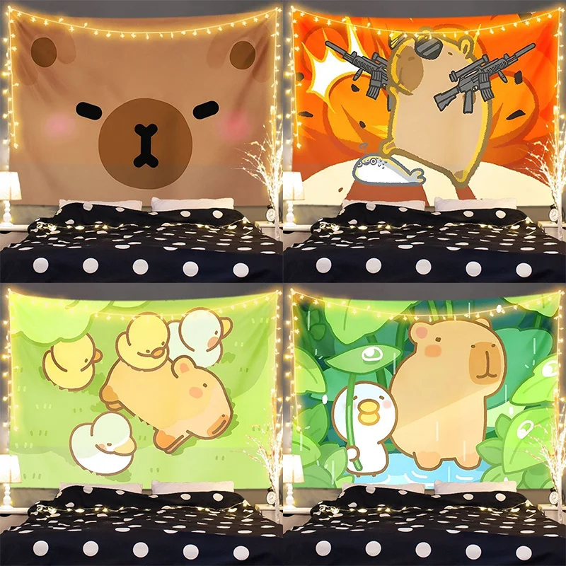 Милый гобелен с капибарой, настенный декор, гобелен для дома, гостиной 
Милый гобелен с капибарой, настенный декор, гобелен для дома, гостиной