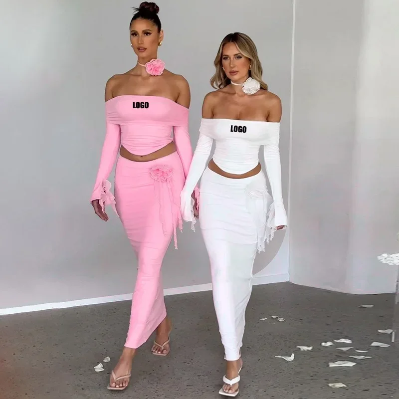 Custom LOGO women's clothing autumn new fashion sexy tube top long-sleeved top slim skirt set
Custom LOGO women's clothing autumn new fashion sexy tube top long-sleeved top slim skirt set