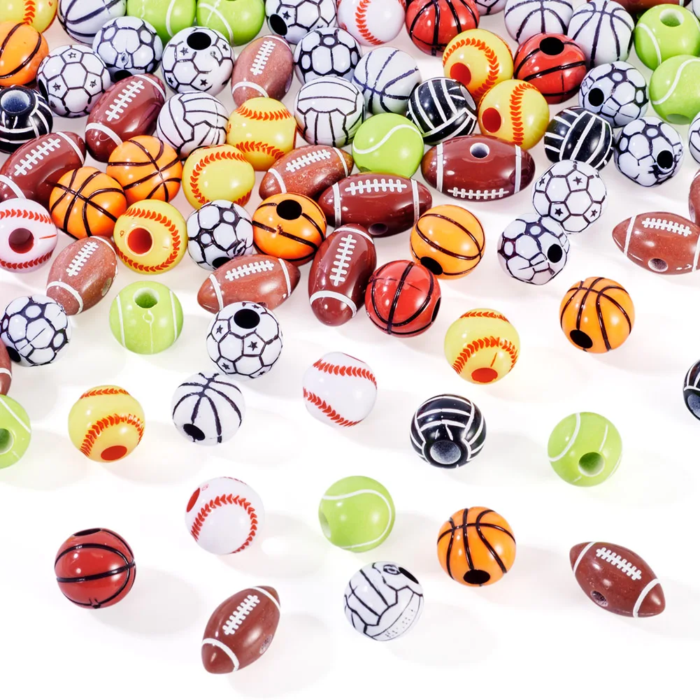 120pcs Sports Style Acrylic Beads Rugby Football Volleyball Loose Beads for Jewelry Making DIY Bracelet Earrings Accessories
120pcs Sports Style Acrylic Beads Rugby Football Volleyball Loose Beads for Jewelry Making DIY Bracelet Earrings Accessories