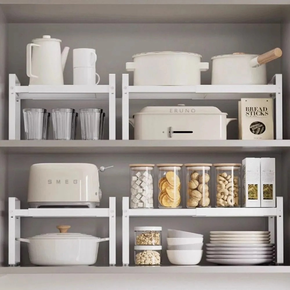Layered Adjustable Kitchen Organizer Space Saving Stackable Kitchenware Storage Rack Non-slip Freestanding
Layered Adjustable Kitchen Organizer Space Saving Stackable Kitchenware Storage Rack Non-slip Freestanding